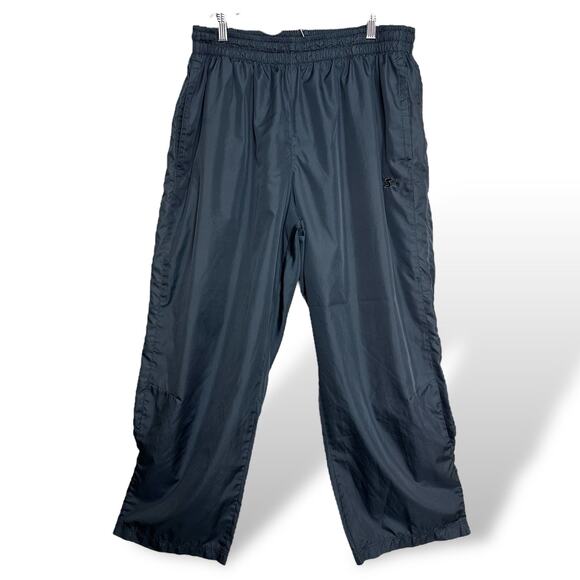 Vintage Starter Track Pants Dark Grey Polyester Large Logo Baggy Mesh Lined - Picture 1 of 5